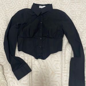 Bershka Corset Black Button Up